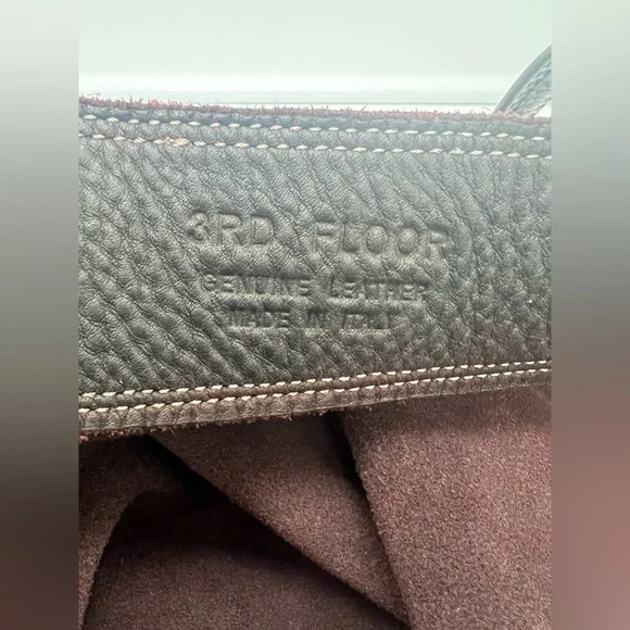 3RD FLOOR Made in Italy Dark Brown Reddish Leather Embellished Oversized XL Tote - Picture 17 of 17